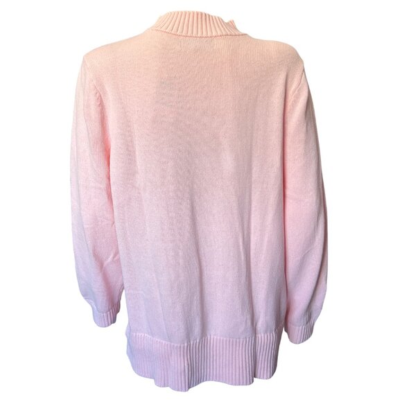 Karen Scott Pullover Womens XL Soft Pink Cotton Cable Knit Ribbed Hem NWT - Picture 2 of 5